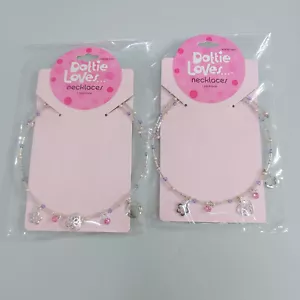 Set Of 2 Dottie Loves Necklaces Silver Flowers with Pink And Purple Beads - Picture 1 of 4