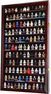 Minifigures Display Case 120 Pcs LEGO Toy Miniature Wood Cherry Wall USA Cabinet - Picture 1 of 8