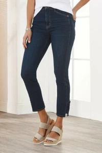 Soft Surroundings Ultimate High Rise Lace Hem Jeans Women Size 12 Waverly Wash - Picture 1 of 3