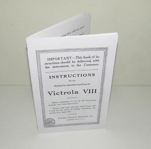Victor Victrola VIII 8 Gramophone Phonograph Instruction Manual Reproduction - Picture 1 of 11