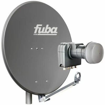 Sat Komplettset - Fuba Satellitenschüssel 80cm anthrazit + Quad LNB 4 Teilnehmer - Bild 1 von 3