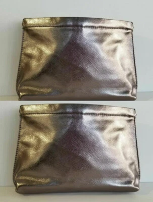 Lote 2x Bolso de Maquillaje LANCOME Metálico Oro Rosa Plata Bolsa de Cosméticos Bolso sin asas Brillante Foto 1 de 4