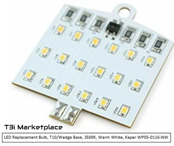 Qty 9-LED Replacement Bulb, T10/Wedge Base, 3500K, Warm White, Kaper WP050116-NW - Image 1 of 1