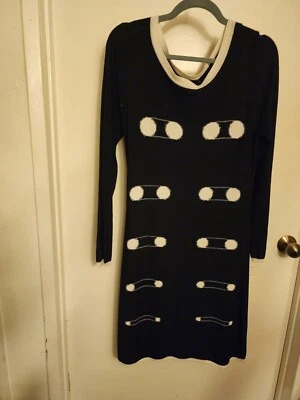 Vestido suéter tejido vértigo, blanco y negro, mangas largas, nuevo con etiquetas, largo, ¡súper lindo! Foto 1 de 4