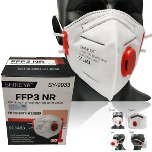 FFP3 NR Dust Mask Fold Flat Valved Protective Respirator Face Protection