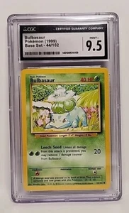 Bulbasaur 44/102 1999 Pokemon Base Set Unlimited Card Graded CGC 9.5 Mint+ WOTC - Picture 1 of 5