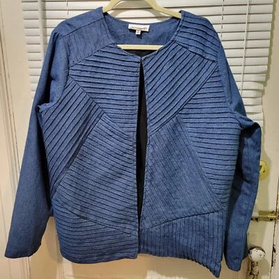 Serengeti Womens Blue Denim Pleated Front Heavy Long Sleeve Jacket Lined Size XL - Image 1 of 4