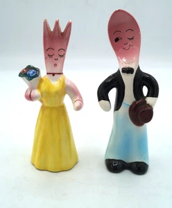 CUCHARA Y TENEDOR VINTAGE DE CERÁMICA ANTROPOMÓRFICA SAL Y PIMENTERO HOMBRE Y MUJER - Imagen 1 de 6