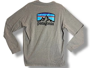 Patagonia Men's Large Logo Responsibili-Tee Gray Long Sleeve Graphic T-Shirt - Picture 1 of 11