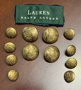 Lauren Ralph Lauren Zweireiher Blazer Knopf Set 12 Messing RL Wappen - Bild 1 von 7