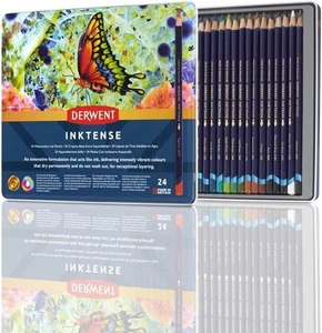 Derwent Inktense Permanent Watercolour Pencils, Set of 24 in a Tin, 4mm Premium - Picture 1 of 1