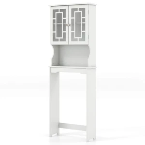 Armario de almacenamiento de torre de ahorro de espacio para baño sobre la puerta del inodoro blanco - Imagen 1 de 10