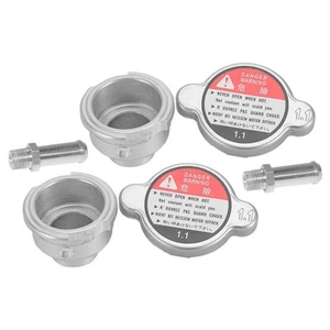 2x Aluminum Weld-On Radiator Filler Neck 32mm 1.25" ID with 1.1 Radiator Cap A9 - Picture 1 of 6