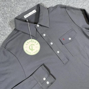 Criquet Langarm Poloshirt Herren mittelgrau Pima Baumwolle Golftasche - Bild 1 von 9