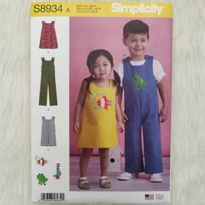 Simplicity 8934 Sewing Pattern, Size 1/2 T to 4T, Jumper Dress, Jumpsuit, Romper - Image 1 of 3