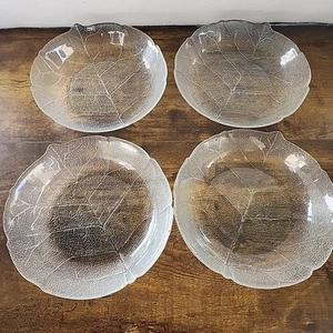 ARCOROC FRANCE ASPEN LEAF Set Of 4 Soup, Salad Bowls 8” GLASS ROUND - Picture 1 of 6