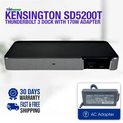 Estación de acoplamiento doble 4K Kensington Thunderbolt 3 para XPS 13 9300 9380 con 170 W CA Foto 1 de 4