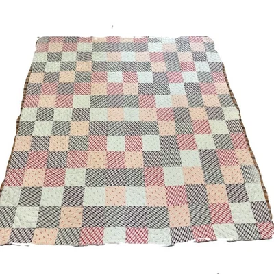 Edredón Hecho a Mano Vintage Cuadrados de Retazos Franela Colorido Doble/Completo 70x78 Foto 1 de 4