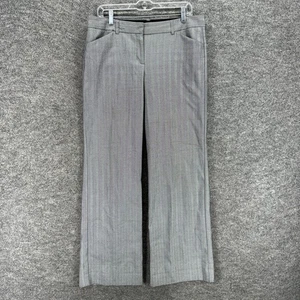 Express Dress Pants Women 10 Gray Striped Mid Rise Straight Flat Front Editor - Picture 1 of 8