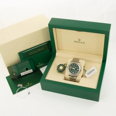 Reloj Rolex Oyster Perpetual 41 mm para hombre 124300 esfera verde juego completo #W231836-1 Foto 1 de 4