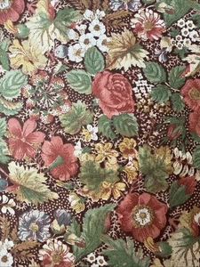 Vintage Concord Fabric Muted Pink Blue Flowers Green Leaves 3/4 Yard 44" Wide - Picture 1 of 6
