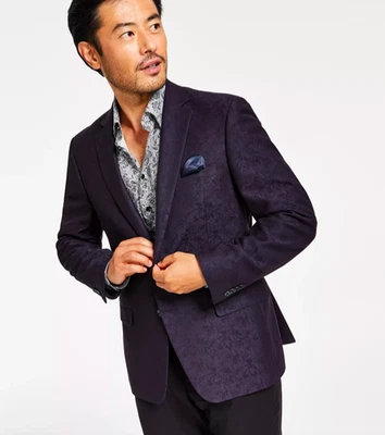 Alfani Mens Sport Coat Navy Slim Jacquard Jacket Size 36 S New $295 TSA1 CPU0000 - Image 1 of 3