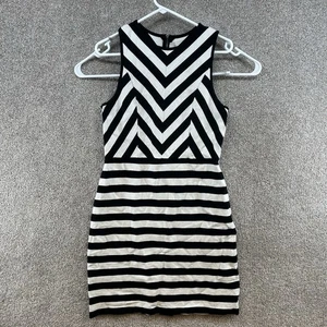 Loft Women's Dress Size 10 Black White Striped Sleeveless Zip Closure - Picture 1 of 10