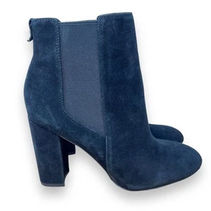 Sam Edelman Case Suede Chelsea Heeled Ankle Boots Block Heel Women's 9.5 Black - Picture 1 of 12