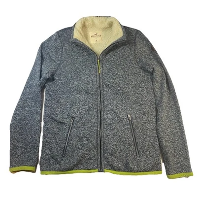 Hollister by Abercrombie Men Sherpa-Lined Full Zip Sweater - Gray - Medium - Image 1 of 4