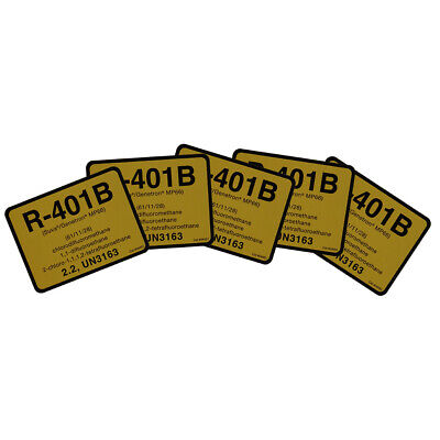 R-401B / R401B  Suva / Genetron MP66 # 04451 , Pack Of (5) Refrigerant Labels • 5.20$