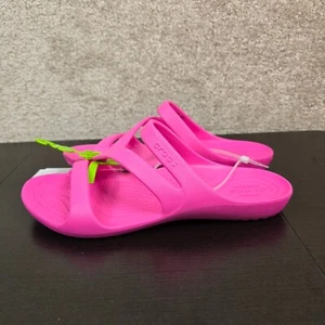 WOMEN'S CROCS Hot Pink STRAPPY KADEE II BEACH/POOL WATER SANDALS SIZE 10 NWT - Picture 1 of 6