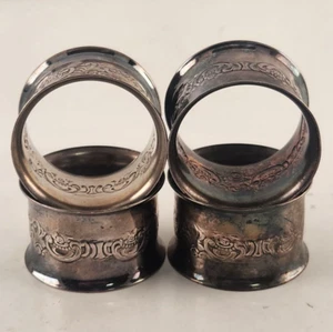 4 Baroque by Wallace Silver Plated Napkin Holders #734 Tarnishing is Present - Picture 1 of 6