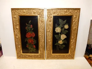 ANTIQUE PAIR VICTORIAN AESTHETIC OIL ON BOARD PAINTINGS CA. 1880 - Picture 1 of 9