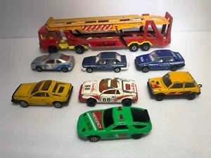 Renault Saviem PS 30 sr porte autos + 7 voitures Majorette 1/60 Fiat, Porsche - Imagen 1 de 24