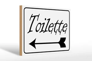 Holzschild Hinweis 30x20 cm Toiletten Pfeil links Holz Deko Schild wooden sign - Bild 1 von 5
