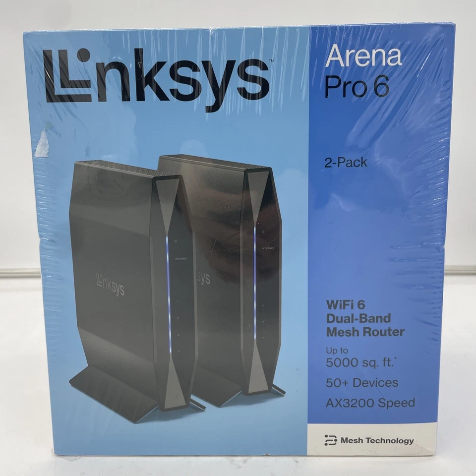 Linksys Arena Pro 6 WiFi 6 Dual Band Mesh Router 2 Pack AX3200 System Fr  5000sf - Image 1 of 1