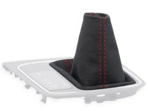 FOR SEAT LEON 3 2012-2016 DSG GEAR SHIFT BOOT GAITER ALCANTARA STITCHING RED - Picture 1 of 5