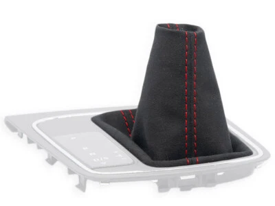 PARA SEAT LEON 3 2012-2016 DSG GEAR SHIFT BOOT GAITER ALCANTARA COSTURA VERMELHA - Imagem 1 de 4