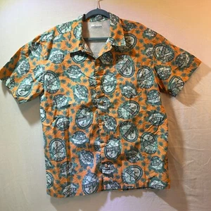 Columbia PFG Shirt Mens Large Orange Fish Palm Tree Fishing Vented Performance - Picture 1 of 15