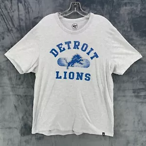‘47 Brand Detroit Lions NFL Adult T-Shirt White Heather Cotton Poly XL Gray - Picture 1 of 8