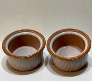 vintage Emile Henry France Fluted Rose Pink Baking Ramekin Set of 2 - Picture 1 of 11