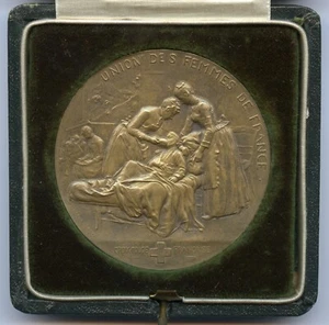 Francia Cruz Roja Unión de Enfermeras Francesas 1905 Medalla de Plata por Dubois 50mm 60gr - Imagen 1 de 7