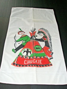 Cannon Bath Hand Towel 2 Boys Teepee 1950's Chuckie Rare - Picture 1 of 8