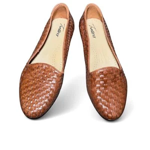 Trotters Liz geflochtene cognacfarbene Leder-Slipper flache Halbschuhe Damengröße 9 - Bild 1 von 7