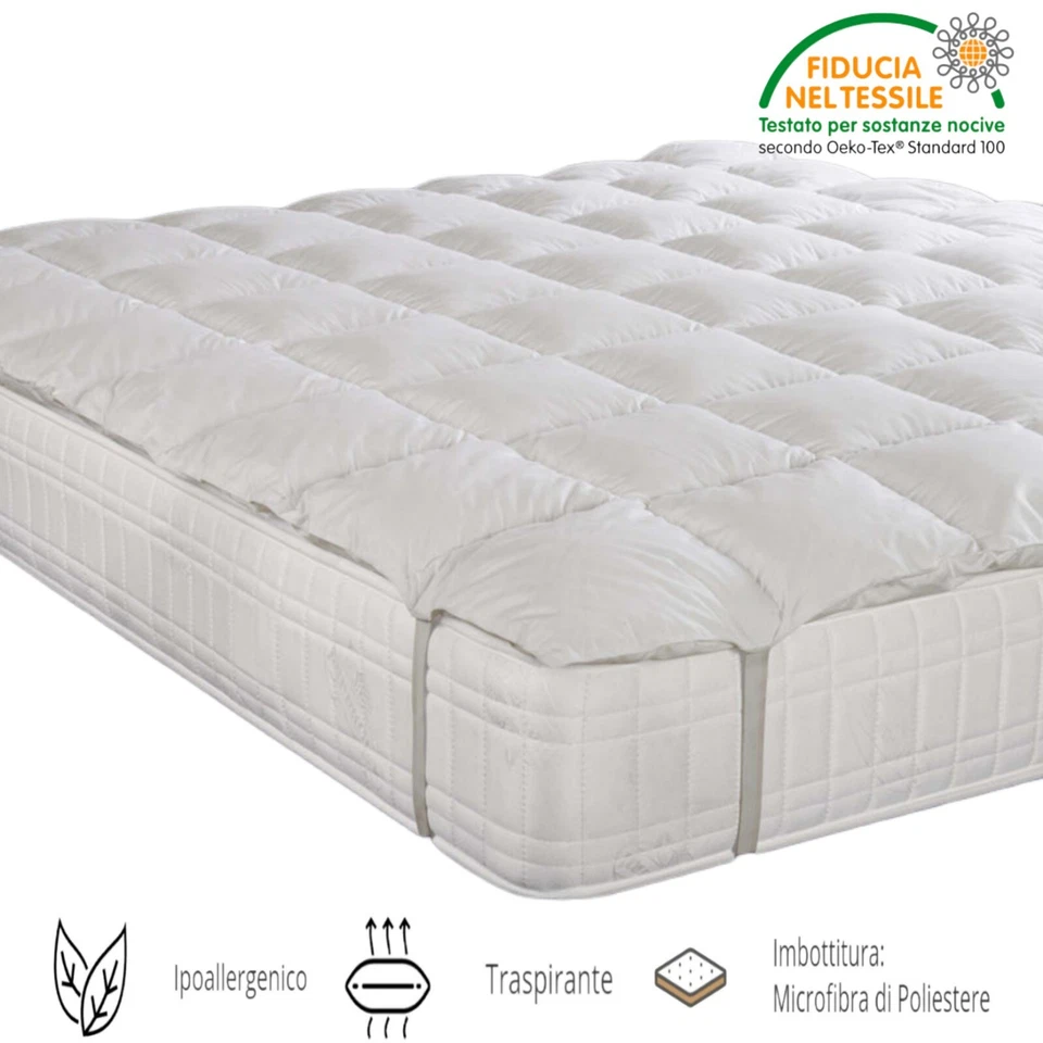Topper Materasso Imbottito Trapuntato Singolo Una Piazza e Mezza Matrimoniale