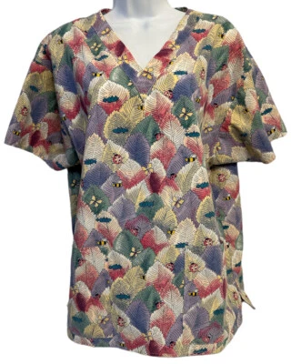 Medical Scrub Top Nurse Women’s Size Large Insects Bugs - Image 1 of 4