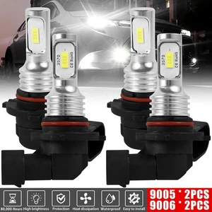 4Pcs 9005 9006 LED Headlights Kit 4000LM 6000K 3570LED Super Bright brwSk - Picture 1 of 12