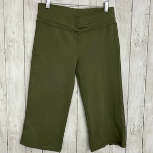 Grün dehnbar V Taille weites Bein Capri Training Fitness Laufen Outdoor Hose - Bild 1 von 10