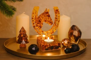 Amber Horse Head Candle Holder – Business Gift for 2026 | Handmade Symbolic - Picture 1 of 7