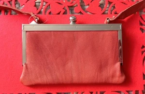 Topshop Leather Clutch Coral Red With A Shoulder Strap - Picture 1 of 7